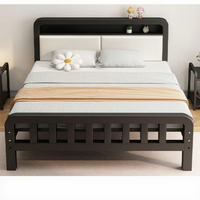 Cadre de lit plateforme métallique portable moderne avec lattes en acier épaissies, robuste et renforcé pour un sommeil silencieux, idéal pour appartement et chambre à coucher