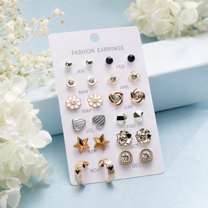 New 12 Pairs Tiny <b>Stud</b> Earrings Set Rhinestone Imitation Pearl Star Moon Flower <b>Small</b> Heart Earring Women Girl Cute Ear Jewelry - Product Image 4