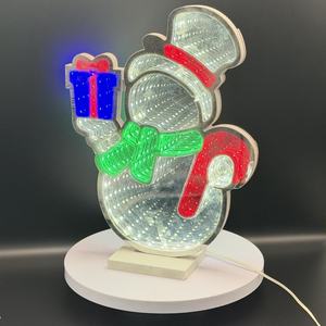 Décoration de Noël personnalisée en acrylique miroir infini, bonhomme de neige Art Déco 3D fait main, ornement de bureau pour la décoration de la maison pendant les fêtes - Product Image 2