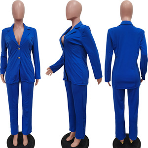 BN309 Trendy Ladies Suits Office Wear Manga Longa Cor Sólida <span class=keywords><strong>Blazer</strong></span> e Calças Set Mulheres Terno Formal para Mulheres Ternos Set - Product Image 6