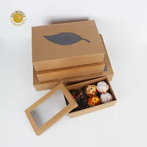 Benutzer definierte Kraft Wellpappe Papier Cater Kuchen Gebäck Box in loser Schüttung für Bäckerei und Trennwand Deckel mit Fenstern