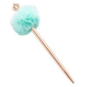 Wholesale Custo Logo <b>Creative</b> Stationery <b>Gifts</b> 1.0Mm Metal Ballpoint Pen With Fuzzy Ball Decoration - Product Image 2