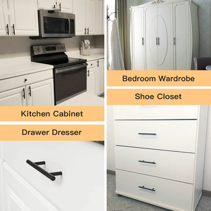 Tiradores Modernos para Armarios de Dormitorio, Perillas Rectas en Negro Cepillado y Dorado, Tiradores para Puertas de Cocina y Muebles - Product Image 6