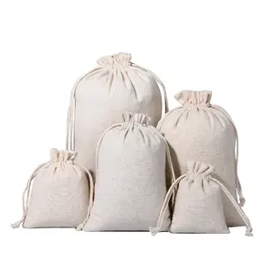 Cotton Drawstring Pouch Portable Small White Cloth Canvas Drawstring Bag More Size Linen Drawstring Bags