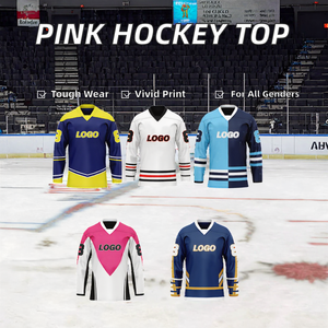 Maillot de hockey sur glace rose en vente chaude, polyester de haute qualité, impression par sublimation, service OEM disponible - Product Image 2
