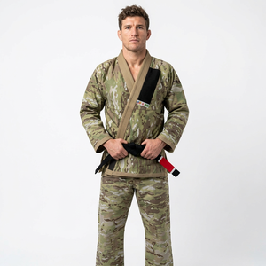Freandy Sports <b>Men's</b> Camouflage BJJ <b>Kimono</b> 100% Polyester Breathable Regular Fit Martial Arts Wear Logo Customized 420g In-Stock - Product Image 1