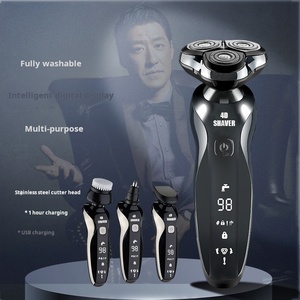 เครื่องโกนหนวดไฟฟ้าระบบดิจิทัลอัจฉริยะ3013 Mengli เครื่องโกนหนวดอเนกประสงค์สำหรับผู้ชาย4D ใบมีดสามใบหมุนได้ IPX7หน้า - Product Image 3