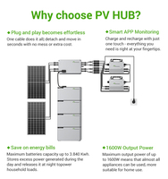 Système de gestion énergétique efficace sur réseau PVHUB, stockage et distribution d'énergie intelligents, sortie maximale 1600W