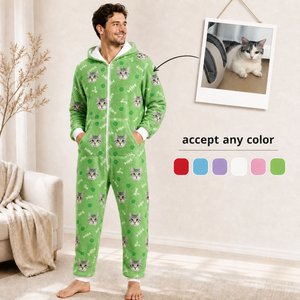 <span class=keywords><strong>Pigiama</strong></span> Intero Personalizzato con Foto di Gatto per Donne, Stampa a Trasferimento Termico, Regalo per Amanti degli Animali, Caldo Abbigliamento da Casa in Poliestere - Product Image 4