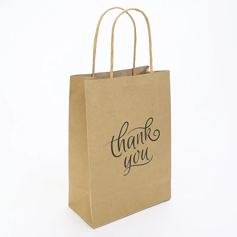 Bolsa de embalaje de compras de papel kraft de regalo, fabricación personalizada, con logotipo