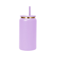 Gobelet isotherme en acier inoxydable de 16 oz, plaqué or, revêtement en poudre, à double paroi, pour gravure laser (type canette de soda)
