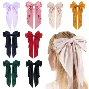 Le plus populaire vente chaude de haute qualité grands nœuds pour cheveux en satin nœud barrette femmes accessoires de cheveux