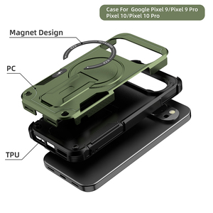 เคสโทรศัพท์ทนทานสำหรับ Google Pixel <span class=keywords><strong>10</strong></span> <span class=keywords><strong>Pro</strong></span> XL 9 <span class=keywords><strong>Pro</strong></span>, 360ขาตั้งกันกระแทกแม่เหล็ก - Product Image 3