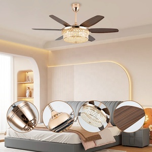 Châu Âu 58inch thông minh đèn chùm LED Trần người hâm mộ với ánh sáng pha lê trong QUẢNG CHÂU - Product Image 3