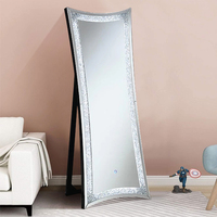 Miroir en diamant écrasé pleine longueur avec lumières LED, le plus chaud, miroir sur pied, meubles, décoration de la maison