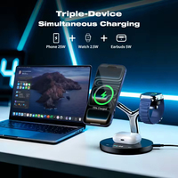 Chargeur sans fil magnétique pliable 3-en-1 25W Qi2.2 avec refroidissement semi-conducteur, station de charge de bureau compatible avec iPhone et Samsung
