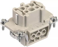 Connecteur DIN robuste HARTING 09330062701 Han 6 E-BU-S pour carte de circuit imprimé, insert 6 broches mâle à bornes à vis, 16A 500V, alliage de cuivre