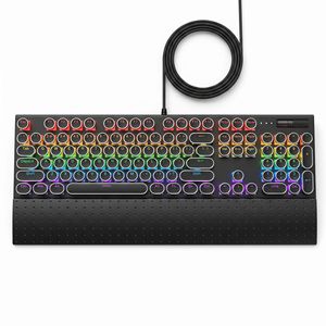 Wired Metal 104 Key Mechanical <b>Keyboard</b> With Wrist Rest RGB Running Light Blue/Black/<b>Brown</b>/Red <b>Switch</b> Game <b>Keyboard</b> - Product Image 1