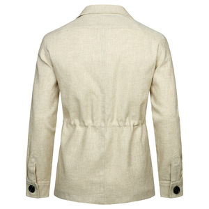 Giacca da <span class=keywords><strong>Uomo</strong></span> Primavera-Autunno 2025, Nuovo Modello con Colletto Reversibile, Multi-Tasca, Bottoni, in <span class=keywords><strong>Lino</strong></span>, Casual - Product Image 6