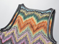 Nouvelle Robe Longue Décontractée en Tricot Ondulé Rayé à Col Rond et Sans Manches, Style Colorblock Simple, Idéale pour l'Été – Collection Femme Très Demandée