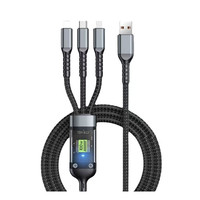 Cable de Carga USB 3 en 1, 100W, Carga Súper Rápida, Cable Multiusos con Trenzado de Nailon, 1.2M, Cable de Datos Universal para Teléfono