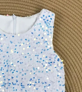 Nouvelle arrivée, robe de princesse en tulle à paillettes imprimée pour filles, robe décontractée à ligne A, longueur genoux, tenue de soirée - Product Image 4