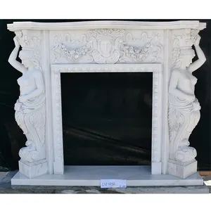 Chimenea redonda para interiores, piedra Natural de mármol blanco, estilo europeo, gran oferta