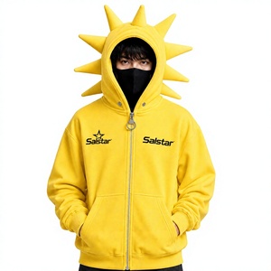 Premium Black Spiked Orange Hoodie <b>Jacket</b> <b>Gothic</b> Punk Zip Up All Season Hoodie Custom 3D Spike Hood Sweatshirt for Men & Women - Product Image 3