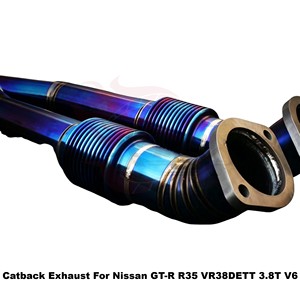 ระบบท่อไอเสียแบบตรง Vortex Direct Fit ขนาด 102 มม. สีฟ้าไทเทเนียมเบิร์นท์ สำหรับรถยนต์นิสสัน GT-R R35 ระบบเพิ่มสมรรถนะ ขายส่งจากผู้ผลิต - Product Image 6