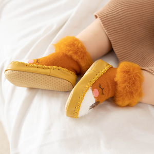 Jolies pantoufles duveteuses <span class=keywords><strong>pour</strong></span> <span class=keywords><strong>nouveau</strong></span>-<span class=keywords><strong>né</strong></span>, garçon et fille, mocassins antidérapants, chaussettes intérieures épaisses, chaussures <span class=keywords><strong>pour</strong></span> l'hiver, M2300 - Product Image 3