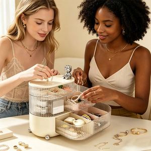 Boîte de rangement rotative multifonctionnelle pour cosmétiques et bijoux à 360 degrés en vente - Product Image 4