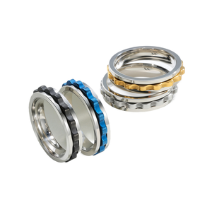 Anillo de Hombre Moderno de 6 mm, Diseño de Moda Europeo y Americano, Engranaje Giratorio Multicolor, Titanio Reductor de Presión - Product Image 1