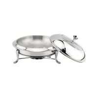 Recipiente para Calentar Comida con Tapa Visible Redonda Plateada de 4L, para Hoteles Pequeños, Cafeterías Occidentales y Servicios de Catering, Mini Calentador de Comida para Curry y Sopa