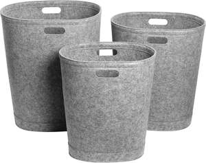 Eco Friendly Round Grey Small Medium Big Felt Basket <b>Stackable</b> <b>Storage</b> Bins for Dirty Clothes - Product Image 5