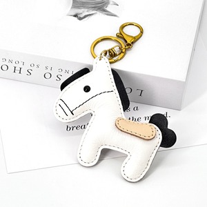 Fashion Top Layer Versatile Bag Pendant Cute Leather Keychain Car Key Holder Cute Pony Design - Product Image 5