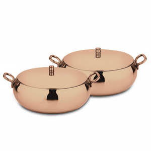 Cazuela de forma ovalada de lujo de cobre de acero inoxidable de alta calidad con tapa para uso en cocina y servicio - Product Image 1