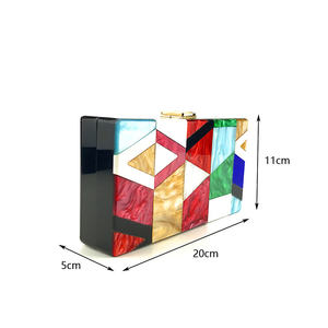 Amiqi HM43 desidera una borsa per la cena da sera transfrontaliera borsa per banchetti con scatola acrilica a colori con cuciture geometriche - Product Image 3