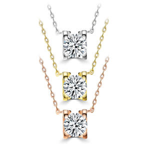 Collar con colgante de diamante de oro platino PT950 0.562ct corte redondo HPHT CVD diamante cultivado en laboratorio 40 + 5cm colgante de collar blanco - Product Image 1