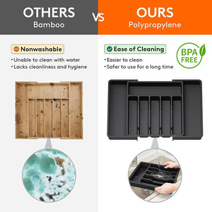 Tiroir extensible en plastique de vente chaude organisateur parfait plateau à couverts stockage d'ustensiles de cuisine - Product Image 6