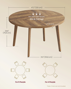 Table de cuisine ronde <span class=keywords><strong>VASAGLE</strong></span> de 47,2 pouces avec pieds coniques, table à manger ronde pour 4 à 6 personnes - Product Image 2