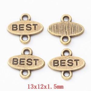 Nuevo Diseño Colgante Doble Elíptico con Placa Metálica 'BEST' para Joyería, Dijes de Acero Inoxidable para Fabricación de Joyas - Product Image 1