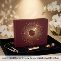 Boîte cadeau de luxe personnalisée en carton rigide avec couvercle et base en deux parties, motif soleil doré et violet, pour bijoux, cosmétiques, chocolats
