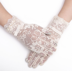 Sarung Tangan Renda Pesta Wanita, Sarung Tangan Pelindung Matahari Bunga Musim Panas Pernikahan dengan Fungsi Layar Sentuh - Product Image 4