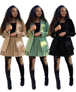 Venta al por mayor chaqueta falda-Invierno de 2021 mini vestido para las mujeres de África ropa Magdalena 2 piezas ser equipo de oficina falda chaqueta de las mujeres trajes de