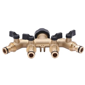 4 Way Solid Brass Tap Garden Hose Splitter Outdoor Utility Hose <b>Connector</b> With Individual On/Off Valves and <b>Quick</b> Connectors - Product Image 5