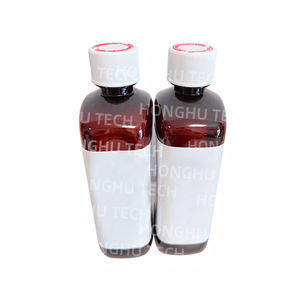 Botella de Almacenamiento Tris Cuadrada de Cuello Alto, Color Ámbar, 473 ml, Etiqueta Azul, 28/400 mm, Tapa de Rosca Blanca, PET, Marca Honghu - Product Image 5