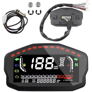 2,4 Zylinder Universal Tachometer Motorrad Digitaler Kilometerzähler Wassertemperatur Kraftstoffanzeige Drehzahlmesser für Kawasaki für Suzuki - Product Image 1