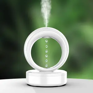 2024 Nuevo difusor de aroma de luz nocturna ultrasónico vapor frío antigravedad diseño creativo gota de agua humidificador de aire antigravedad