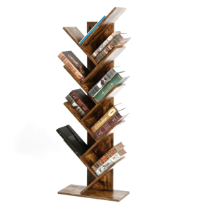 رف كتب على شكل شجرة بـ 10 طبقات، منظم تخزين للكتب/المجلات، خزانة كتب مع رفوف للمكتب وغرفة المعيشة - بني - Product Image 6