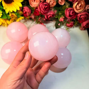 ลูกบอลคริสตัลธรรมชาติขัดเงาสีชมพู อะราโกไนต์ทรงกลม แคลไซต์สีชมพูทรงกลม สำหรับตกแต่งบ้าน ของขวัญวันอีสเตอร์ ขายส่ง - Product Image 5